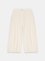 Mint Velvet Cream Pleat Detail Crop Wide Trousers - Image 3 of 4