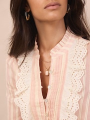 Mint Velvet Striped Broderie Trim Blouse - Bild 4 von 8