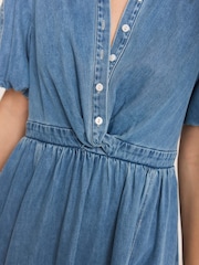 Mint Velvet Blue Denim Twist Midi Dress - Image 5 of 8