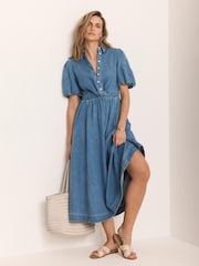 Mint Velvet Blue Denim Twist Midi Dress - Image 6 of 8