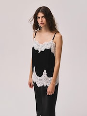 Mint Velvet Black Satin Lace Camisole Top - Image 4 of 8