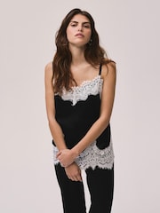 Mint Velvet Black Satin Lace Camisole Top - Image 5 of 8