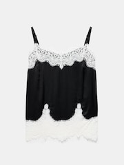 Mint Velvet Black Satin Lace Camisole Top - Image 7 of 8