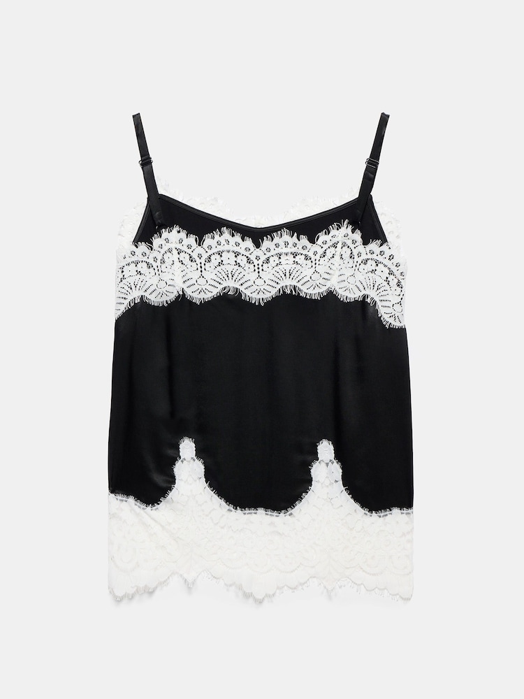 Mint Velvet Black Satin Lace Camisole Top - Image 8 of 8 Mint Velvet Black Satin Lace Camisole Top - Image 8 of 8
