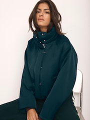 Mint Velvet Green Satin Bomber Jacket - Image 1 of 8