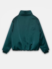 Mint Velvet Green Satin Bomber Jacket - Image 8 of 8