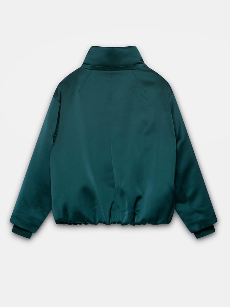 Mint Velvet Green Satin Bomber Jacket - Image 8 of 8