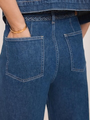 Mint Velvet Denim Plait Detail Wide Jeans - Image 4 of 7