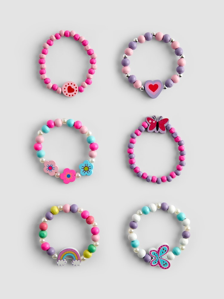 JoJo Maman Bébé Multi Colour 6-Pack Bracelets - Image 2 of 4 JoJo Maman Bébé Multi Colour 6-Pack Bracelets - Image 2 of 4