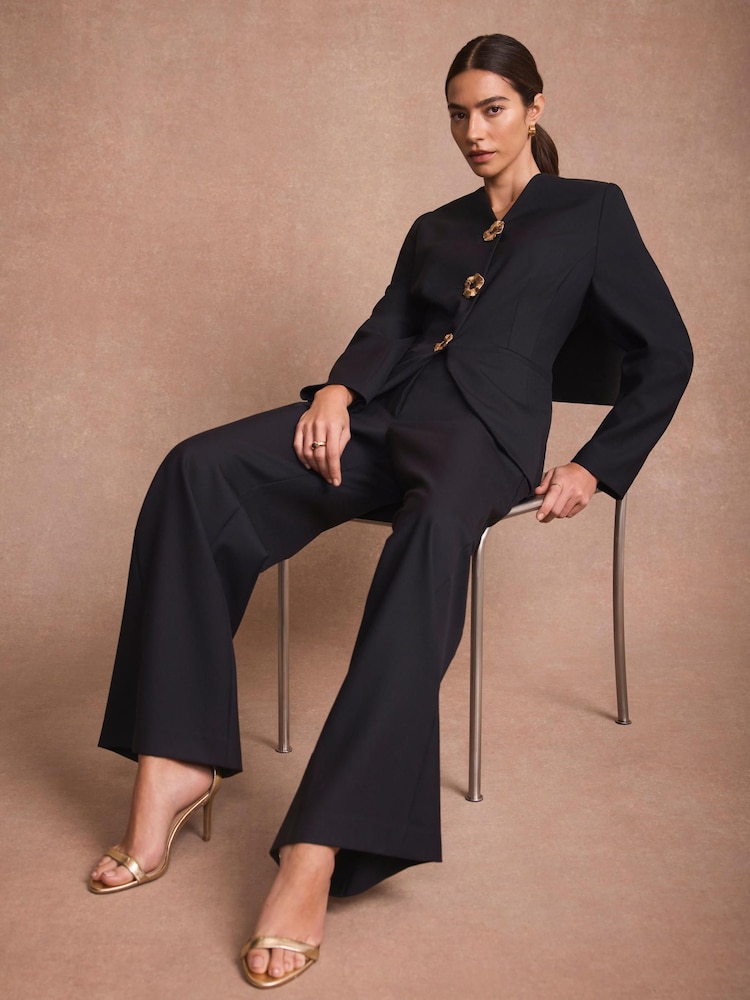 Mint Velvet Blue Wool Blend Polka Dot Trousers - Image 1 of 1