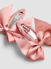JoJo Maman Bébé Light Pink 2 Pack Bow Hair Clips - Image 4 of 4