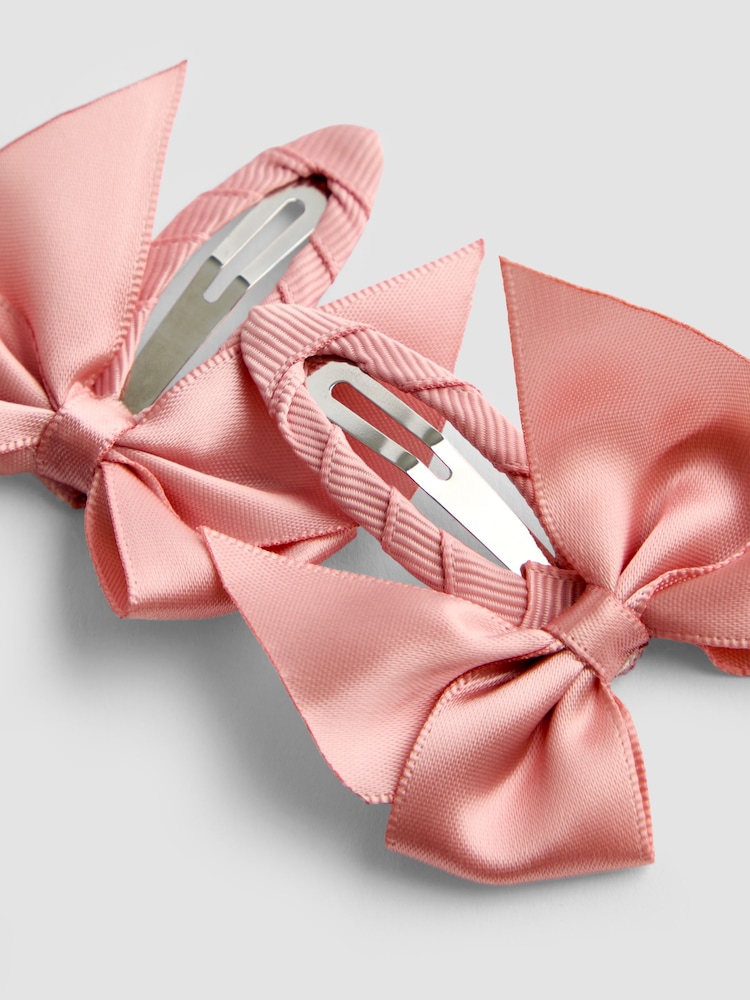JoJo Maman Bébé Light Pink 2 Pack Bow Hair Clips - Image 4 of 4