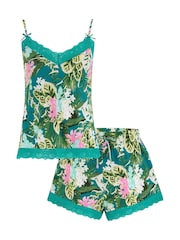 Pour Moi Green Sofa Loves Lace Jersey Cami and Short Pyjamas Set - Image 4 of 4