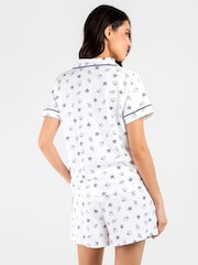Pour Moi Navy Cotton Jersey Bow Print Cuban Collar Short Pyjamas Set - Image 3 of 4