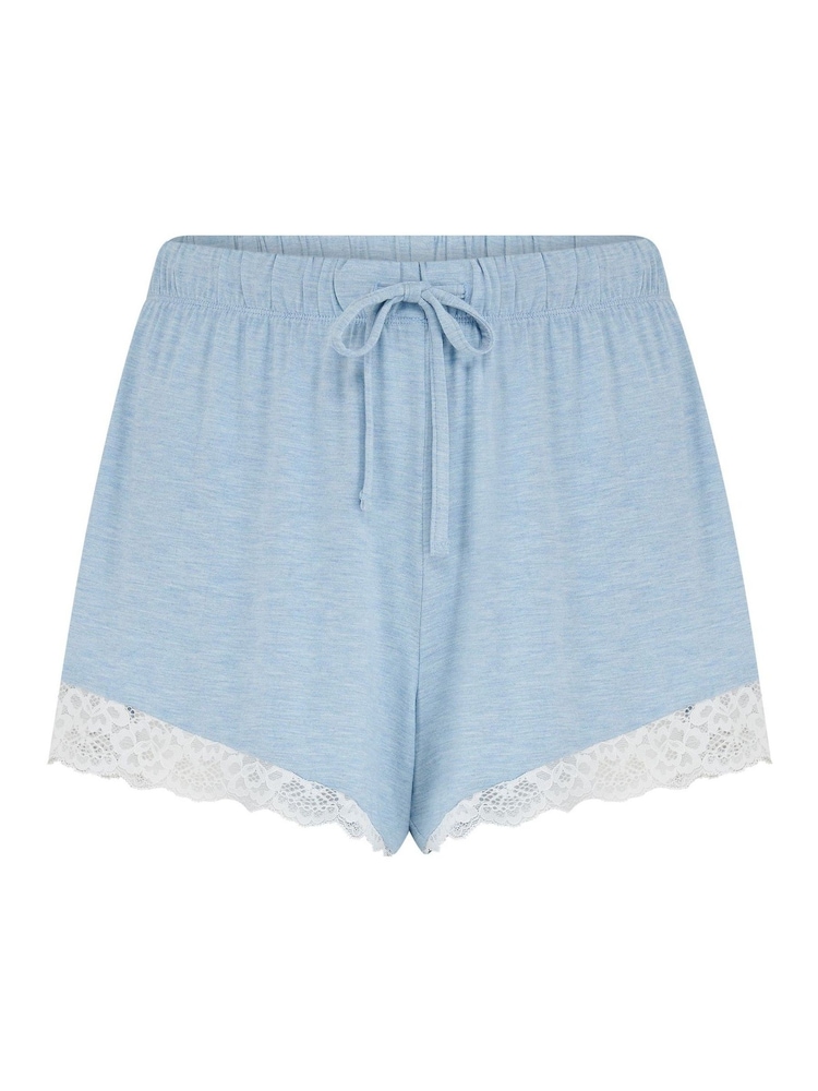Pour Moi Blue Sofa Loves Lace Soft Jersey Shorts - Image 3 of 3