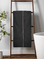 Bianca Black Zero Twist Satin Stitch Cotton Towel - Image 1 of 3