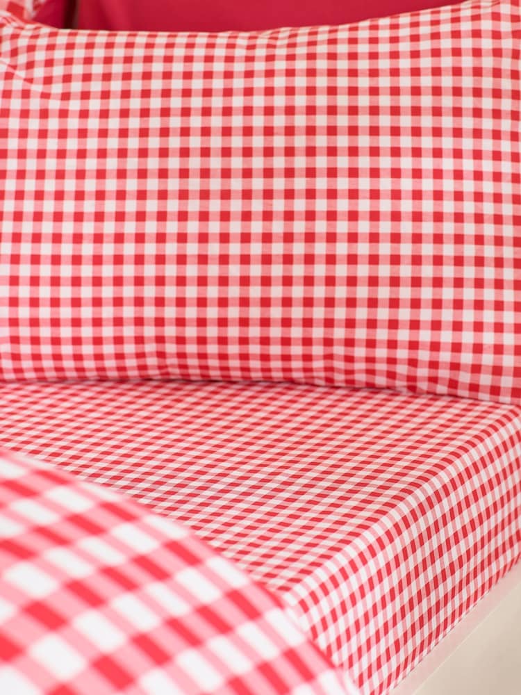 Catherine Lansfield Red Bamford Gingham Check Fitted Sheet - Image 1 of 2 Catherine Lansfield Red Bamford Gingham Check Fitted Sheet - Image 1 of 2