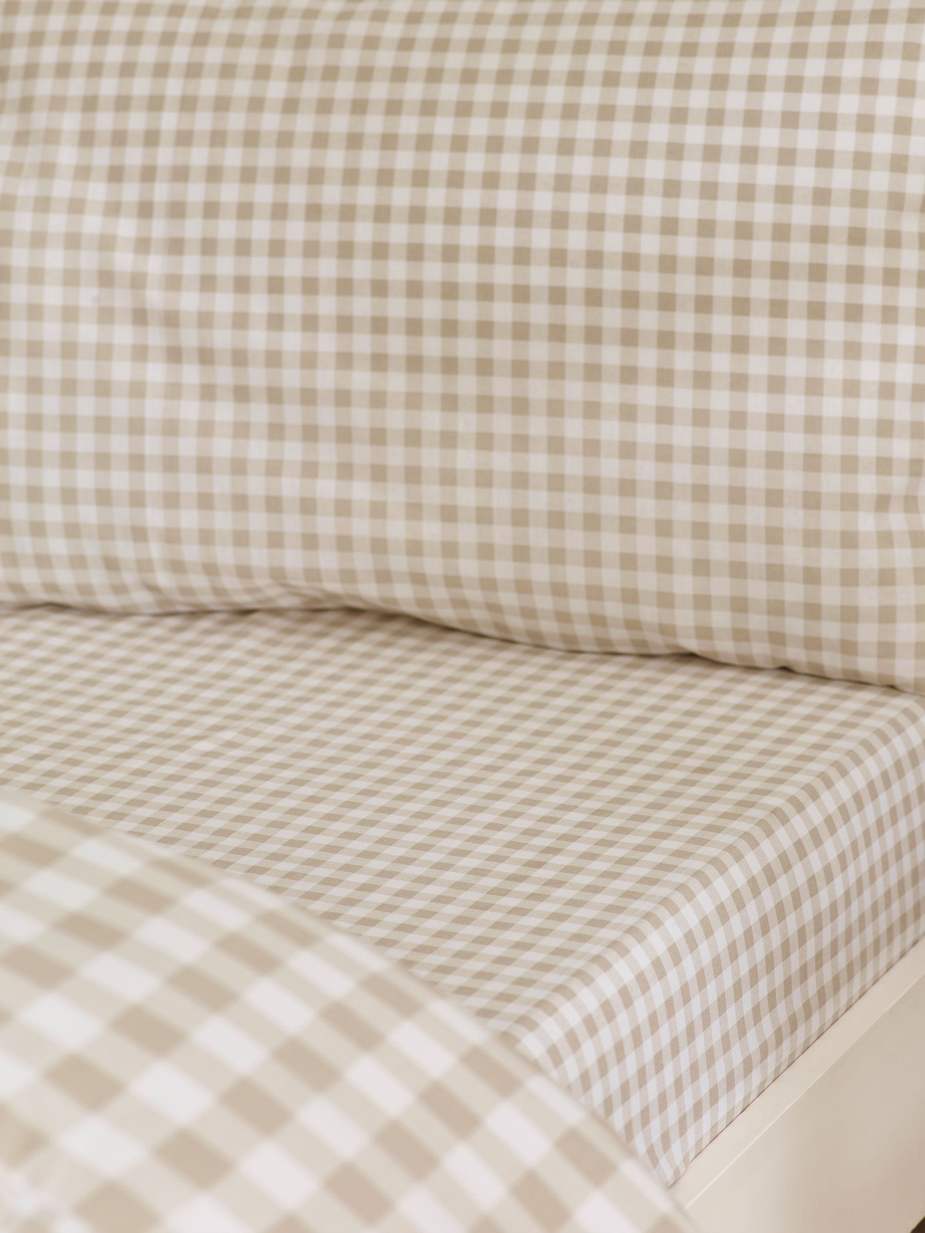 Catherine Lansfield Bamford Gingham Check Fitted Sheet Natural - Super King - Natural - Image 5