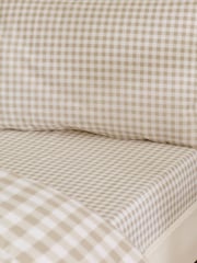 Catherine Lansfield Natural Bamford Gingham Check Fitted Sheet - Image 1 of 2