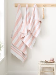 Bianca Blush Pink Reversible Stripe Jacquard Towel - Image 1 of 4