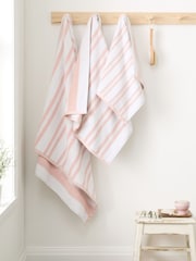 Bianca Blush Pink Reversible Stripe Jacquard Towel - Image 2 of 4