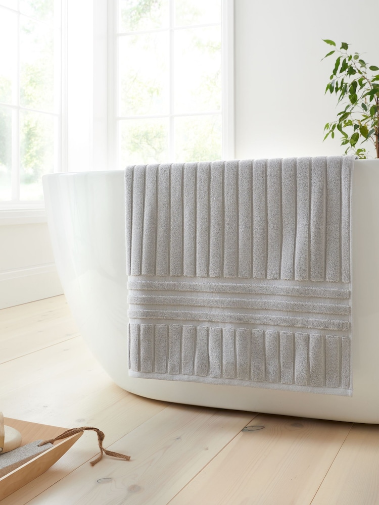 Bianca Silver Grey Hotel Stripe Cotton Collection Towel - Image 1 of 3 Bianca Silver Grey Hotel Stripe Cotton Collection Towel - Image 1 of 3