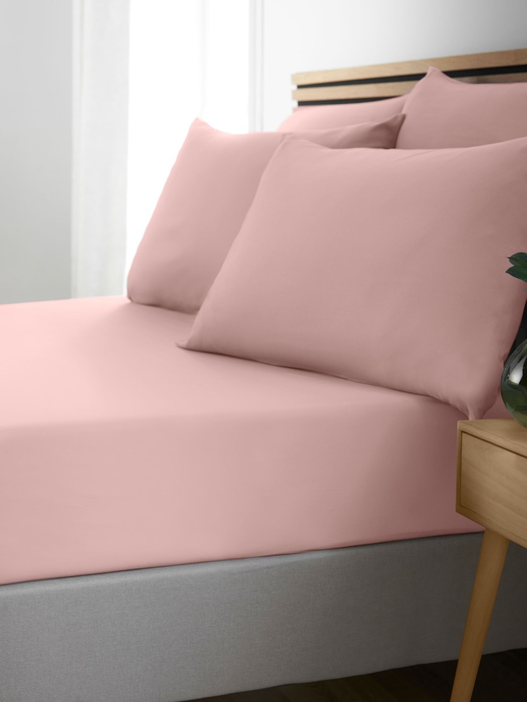 Catherine Lansfield Blush Pink So Soft Non Iron Fitted Sheet - Image 1 of 2