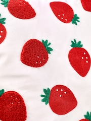 Catherine Lansfield Red Strawberry Embroidered Scalloped Edge Cushion - Image 2 of 2
