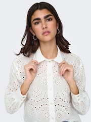 ONLY White Broderie Anglais Button Through Shirt - Image 1 of 6