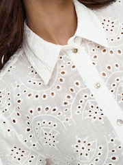ONLY White Broderie Anglais Button Through Shirt - Image 4 of 6