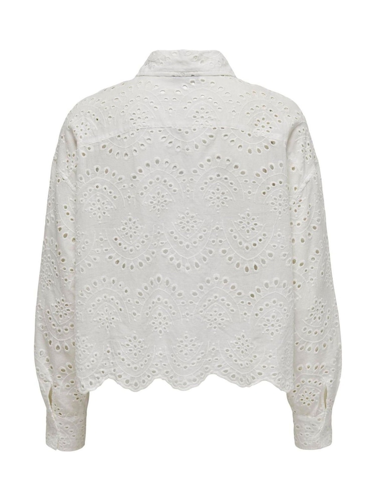 ONLY White Broderie Anglais Button Through Shirt - Image 6 of 6 ONLY White Broderie Anglais Button Through Shirt - Image 6 of 6