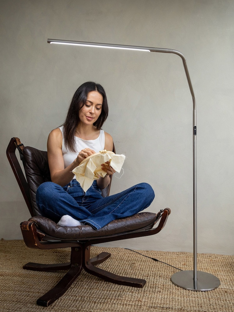 Daylight Company Brushed Steel Slimline 4 Floor Lamp - Image 1 of 5