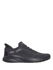 Skechers Charcoal Grey Bobs Squad Chaos Solid Step Slip Ins Trainers - Image 1 of 6