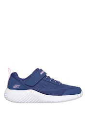 Skechers Navy Bounder Gore and Strap Kids Trainers - Image 1 of 6