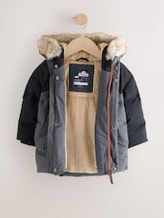 Black/Grey Waterproof Padded Coat (12mths-10yrs) - Image 7 of 10