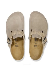 Birkenstock Taupe Brown Boston Suede Braided Clogs - Image 3 of 3