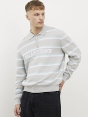 River Island Grey Palais Studios Rugby Polo Shirt - Image 1 of 4
