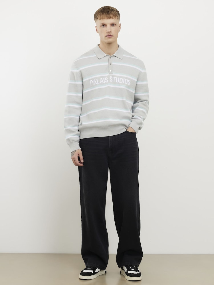 River Island Grey Palais Studios Rugby Polo Shirt - Image 2 of 4