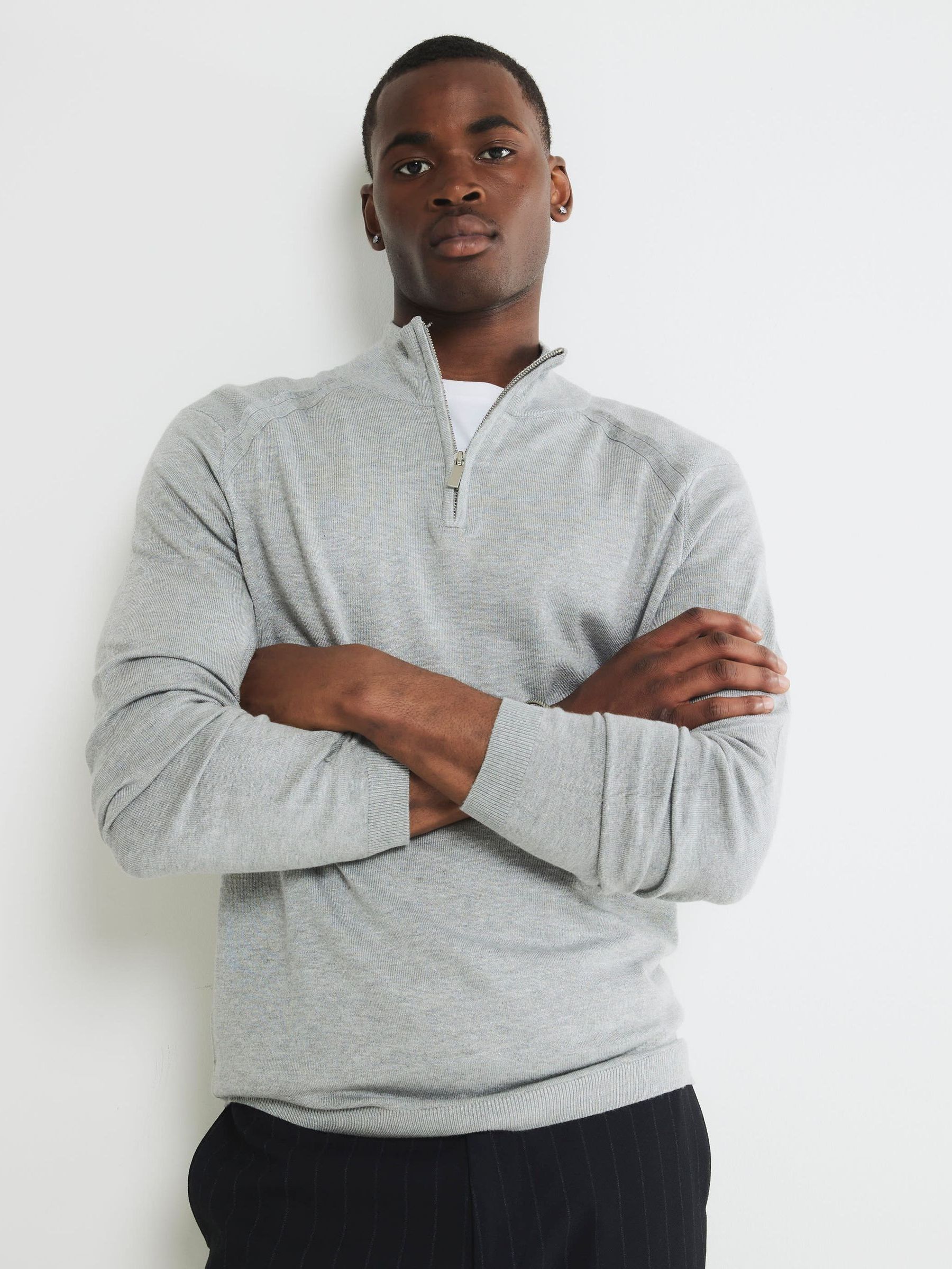 Sweat Femme River Island Gris, Coton, Taille S, Manches Longues, Style Pull-over