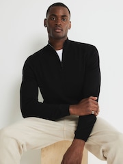 שחור - River Island סוודר ויסקוזה פרימיום בגזרה צרה עם רבע רוכסן - תמונה 1 מתוך 4