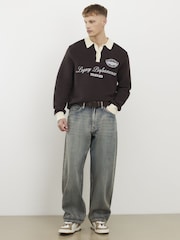 River Island Brown Penrose Ottoman Rugby Polo Shirt - Image 3 of 4