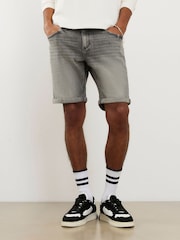 River Island Slim Fit Washed Denim Shorts - Imaginea 2 din 6