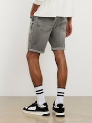 River Island Slim Fit Washed Denim Shorts - Imaginea 3 din 6