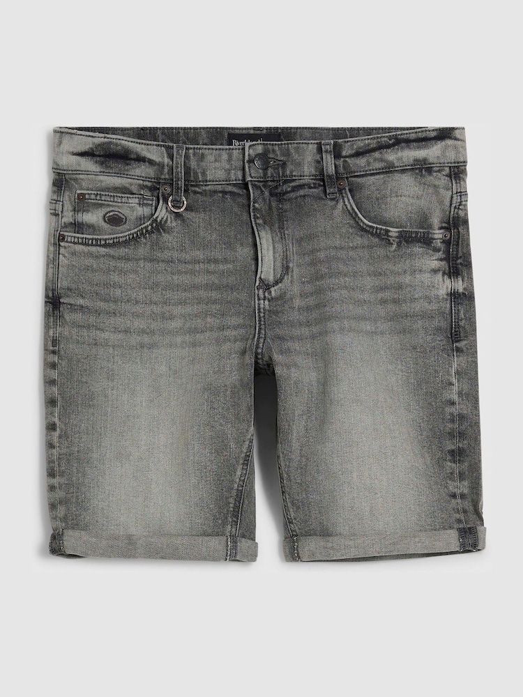 River Island Slim Fit Washed Denim Shorts - Imaginea 6 din 6