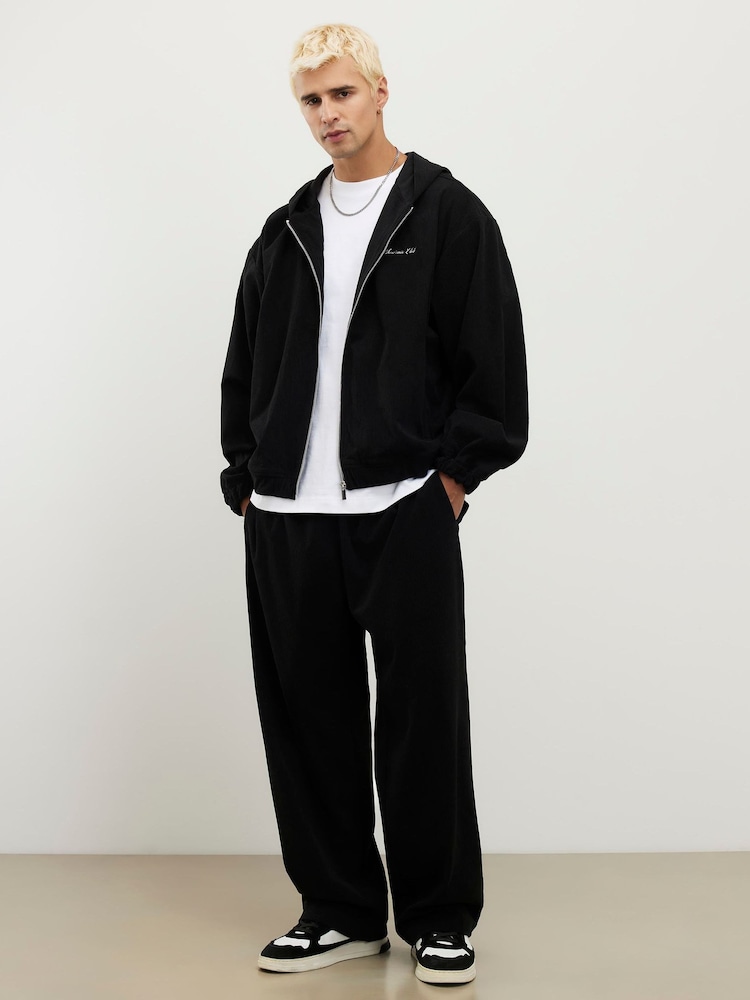 River Island Black Sanctuaire Cord Zip Through Hoodie - Image 2 of 4