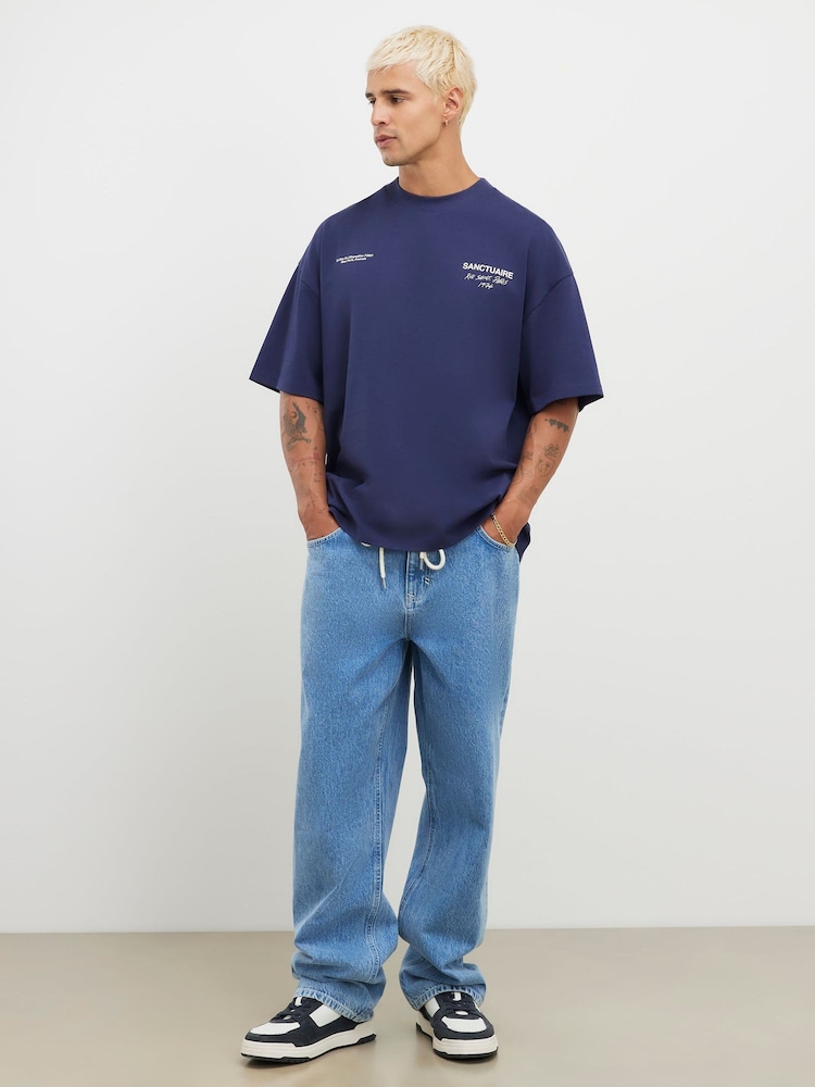 River Island Blue Oversized Fit Sanctuaire T-Shirt - Image 2 of 4