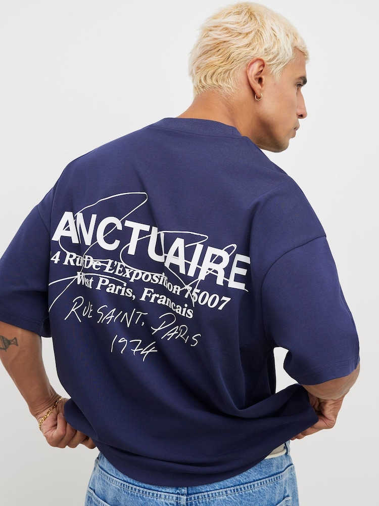 River Island Blue Oversized Fit Sanctuaire T-Shirt - Image 4 of 4