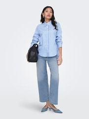 ONLY Blue High Waist Wide Leg Cropped Jeans With Super Stretch - Image 1 of 7