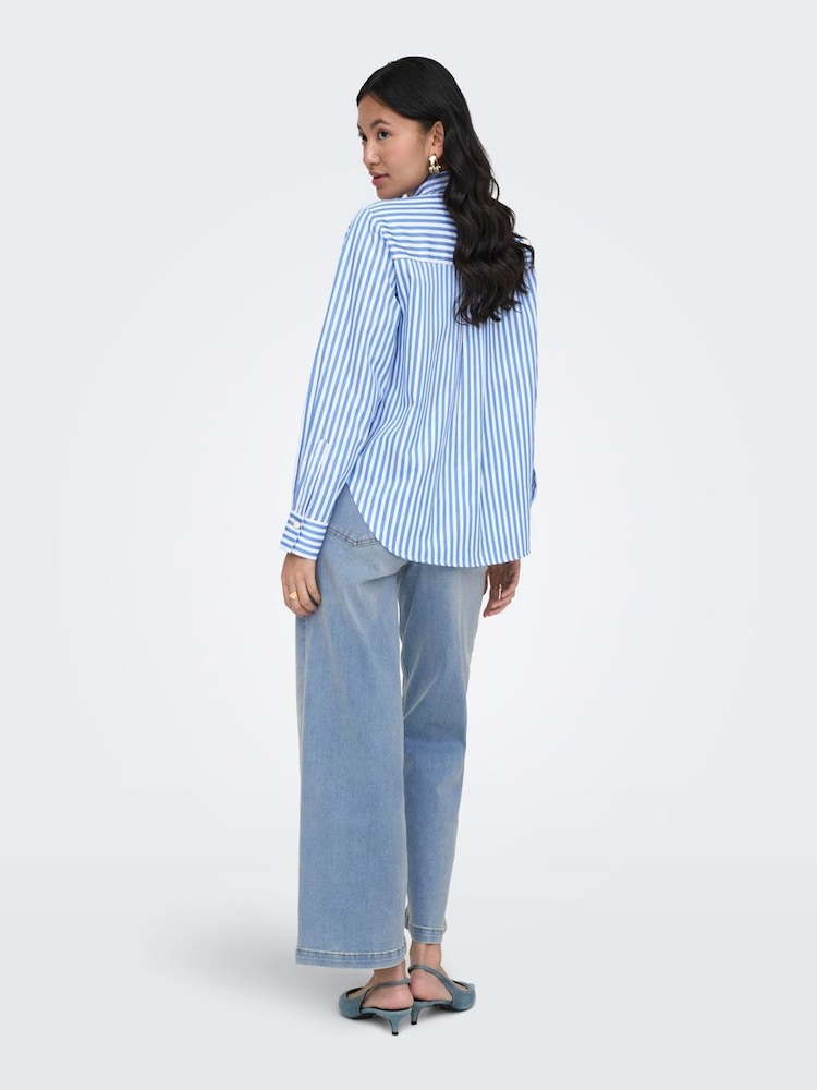 ONLY Blue High Waist Wide Leg Cropped Jeans With Super Stretch - Image 2 of 7