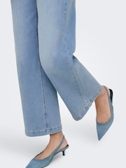 ONLY Blue High Waist Wide Leg Cropped Jeans With Super Stretch - Image 5 of 7